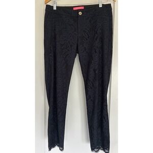 LILLY PULITZER Womens Kelly Lace Skinny Ankle Pant Onyx Paradise Found Lace SZ 8